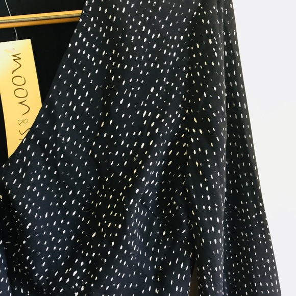 NEW Moon+Sky Black White Dotted Bell Sleeve Dress - Picture 5 of 6